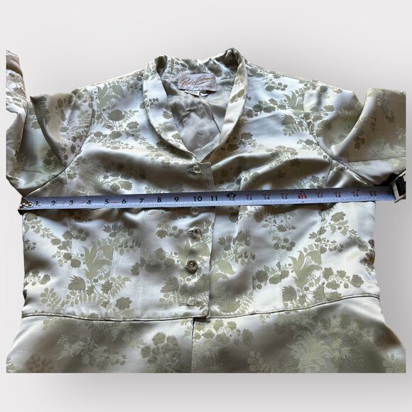 Rickie Freeman Teri Jon Nites Size 14 Light Green Brocade Vintage Blazer Jacket - Picture 14 of 16